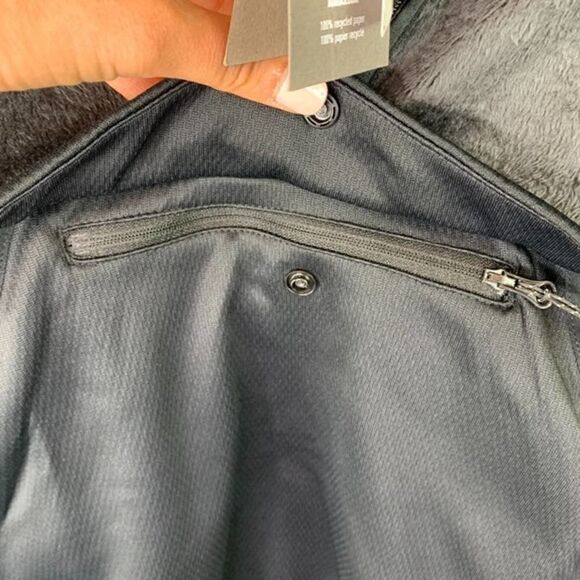 Adidas Fleece Pullover Womens Medium Faux Fur Half Zip Kangaroo Pocket NEW Black - Picture 6 of 9